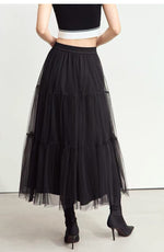 多層拼接蓬鬆A字網紗半身裙