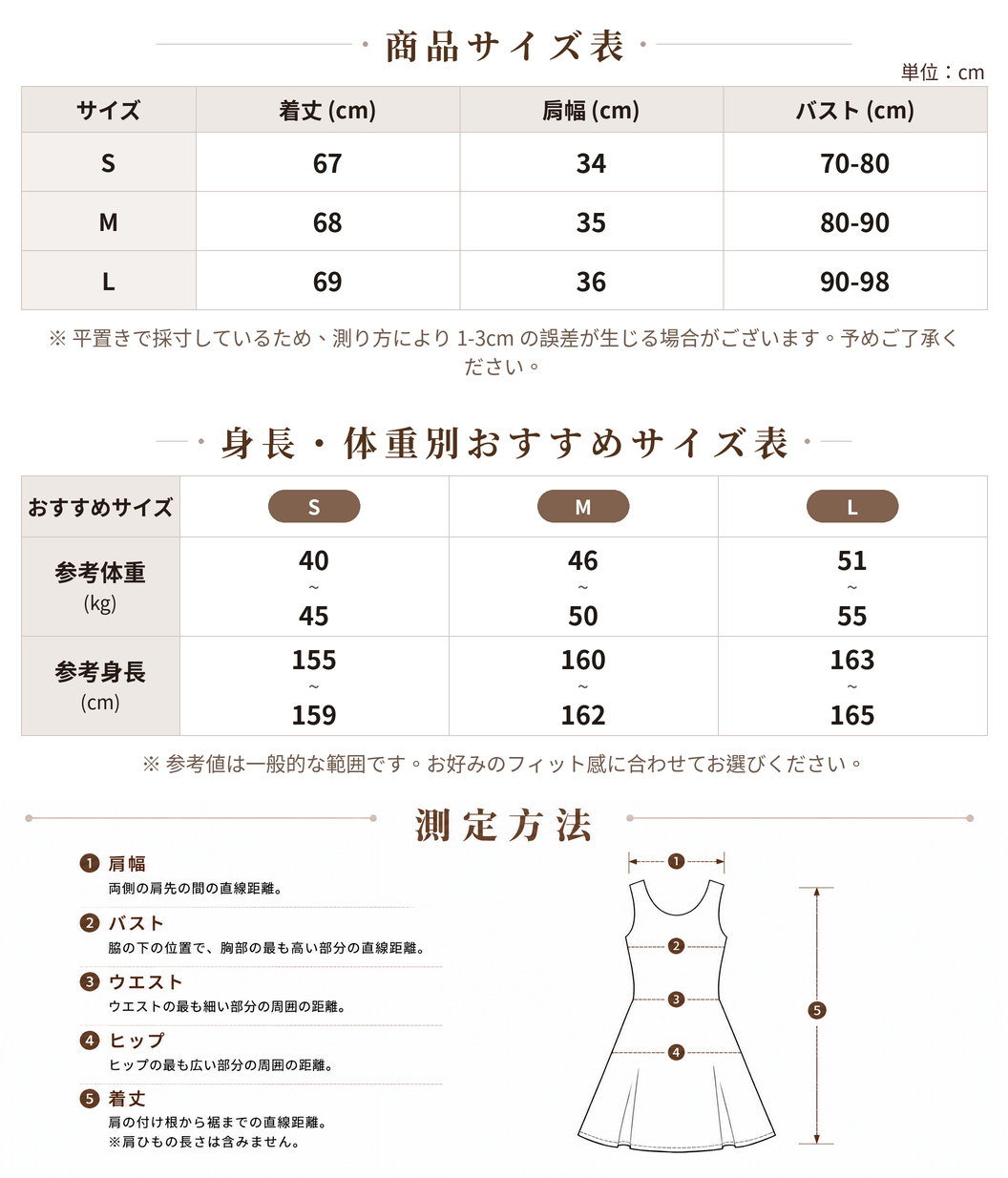 立体フラワー ティアードフリル キャミソールミニワンピース size chart 1