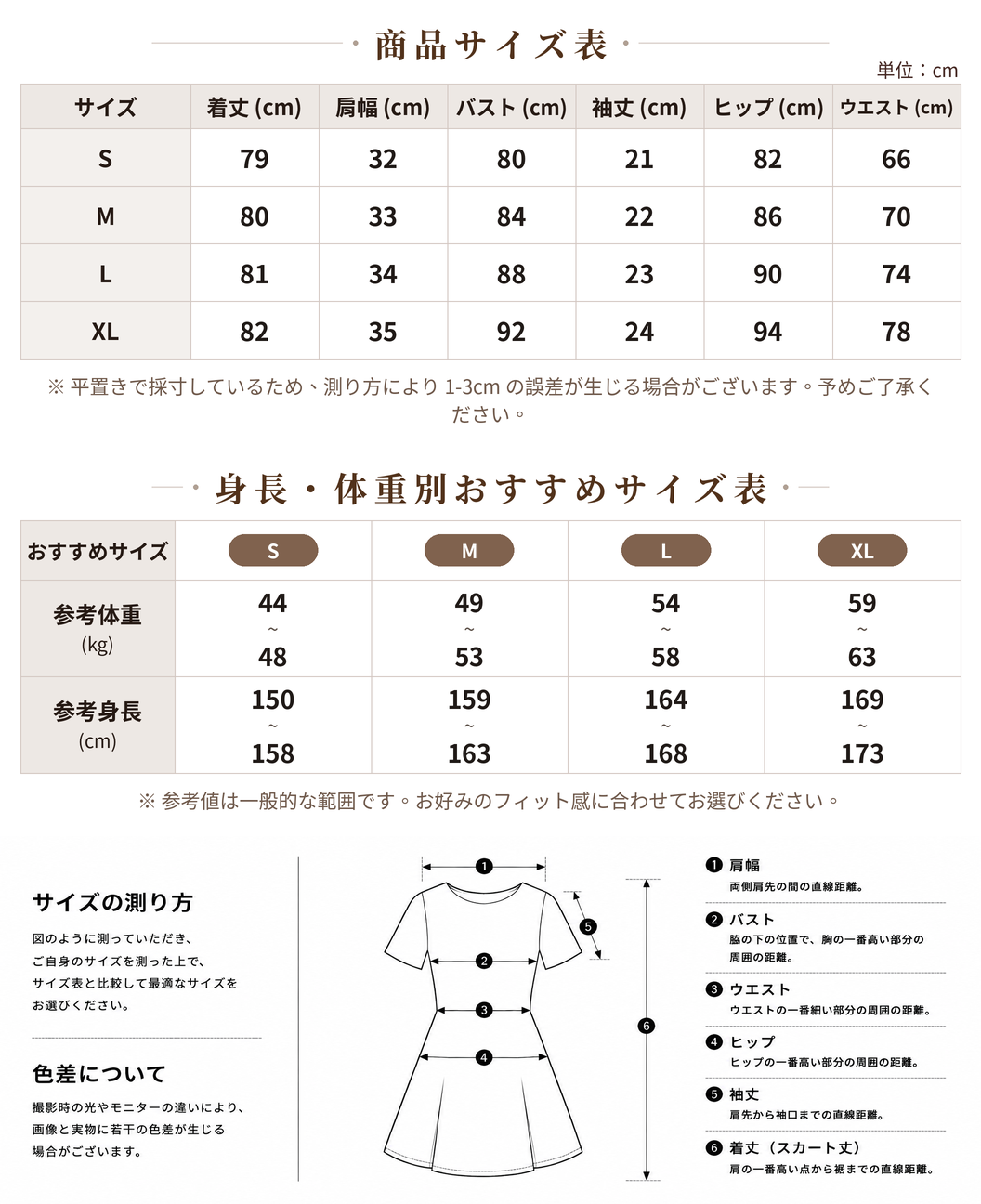 スクエアネック 配色ウエストマーク 半袖ミニワンピース size chart 1