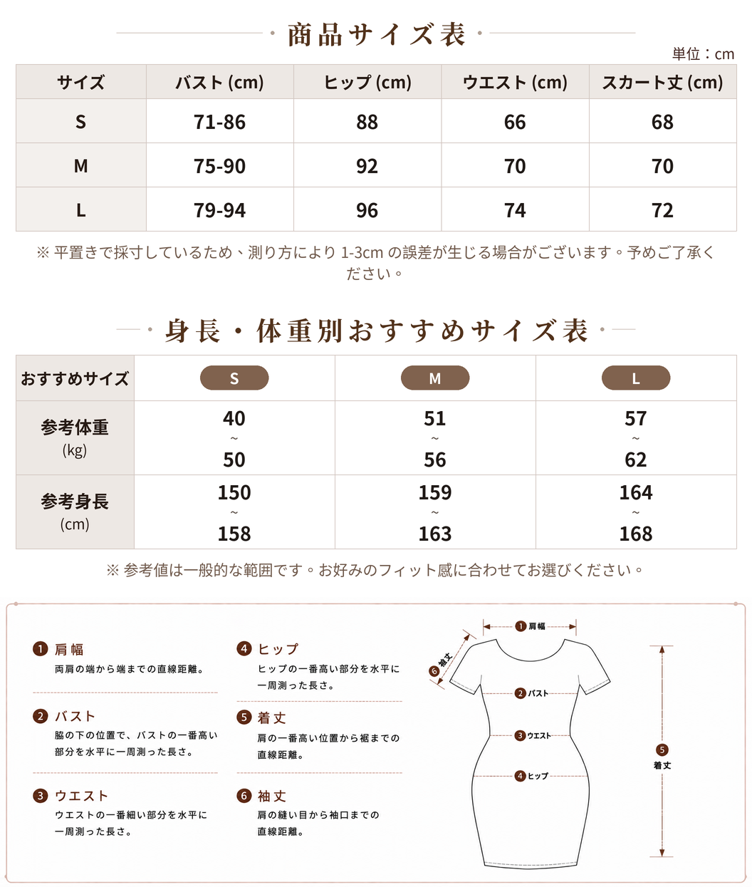 ドット柄 オフショルダー カットアウト キャミソールミニワンピース size chart 1