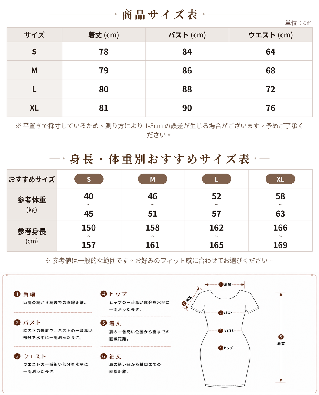 ギャザーVネック オープンショルダー タイトミニワンピース size chart 1