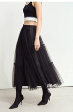 多層拼接蓬鬆A字網紗半身裙