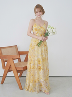 花柄プリント キャミネック Aラインワンピース