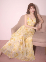 花柄プリント キャミネック Aラインワンピース