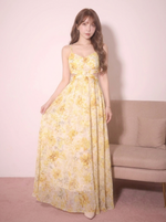 花柄プリント キャミネック Aラインワンピース