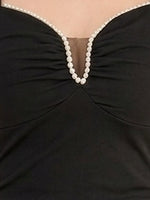 ビジュー付き Vネック シフォン タイト ミニワンピース