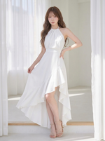 5色展開｜ホルターネック ノースリーブ切替ワンピース