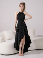 5色展開｜ホルターネック ノースリーブ切替ワンピース