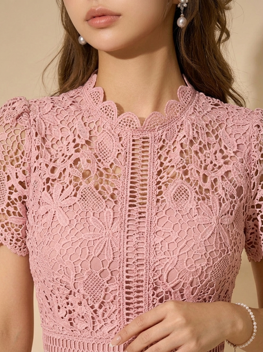 レース タイト ミディワンピース