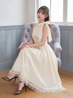 リボン付き レース ロングワンピース