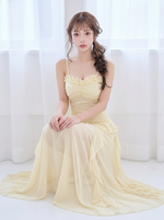 アシンメトリー ノースリーブ ロングワンピース