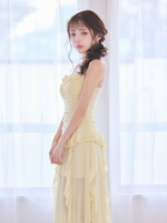 アシンメトリー ノースリーブ ロングワンピース