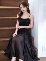アシンメトリー ノースリーブ ロングワンピース