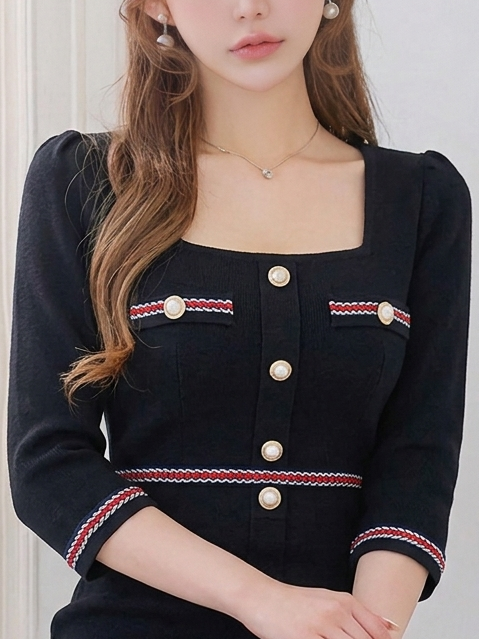 ツイード Aラインワンピース 通勤・お出かけ兼用