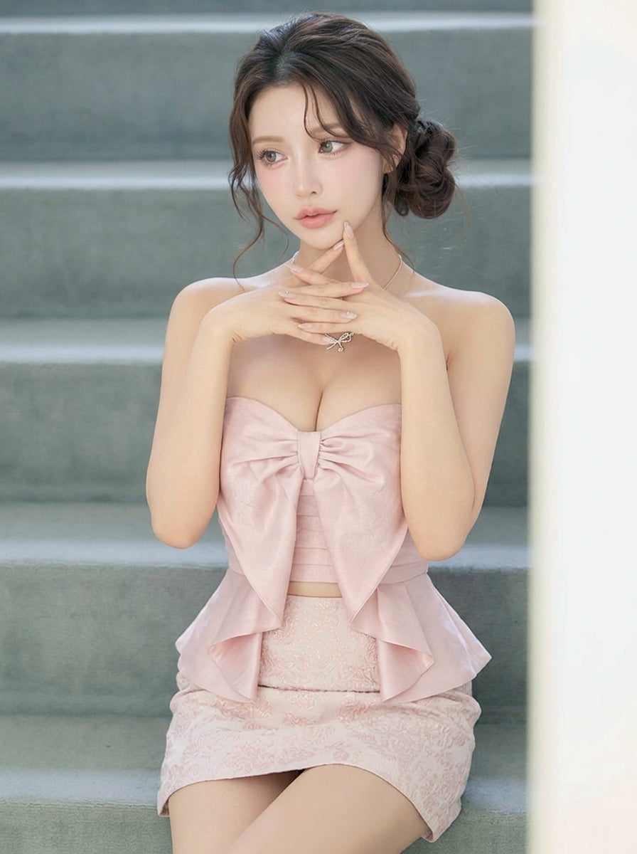 リボン付き チューブトップ＆スカート 2点セット