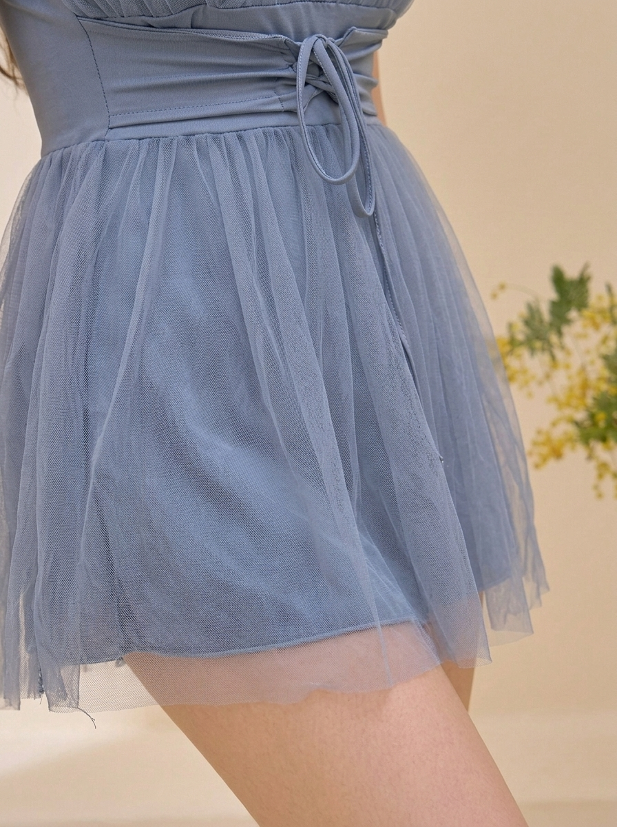チュール付き ワンピース水着