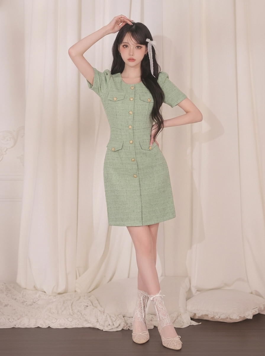 クラシカルスタイル ハーフスリーブワンピース