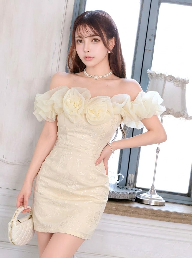 フリル オフショルダー 花柄 ノースリーブワンピース