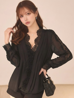 レースシフォンブラウス+ショートパンツ セットアップ 単品注文可