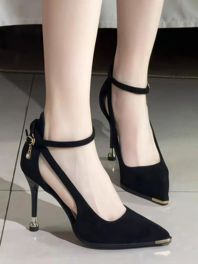 メタル装飾 ハイヒールパンプス 7cm/9cm選べる-ブラック【7cm】-26