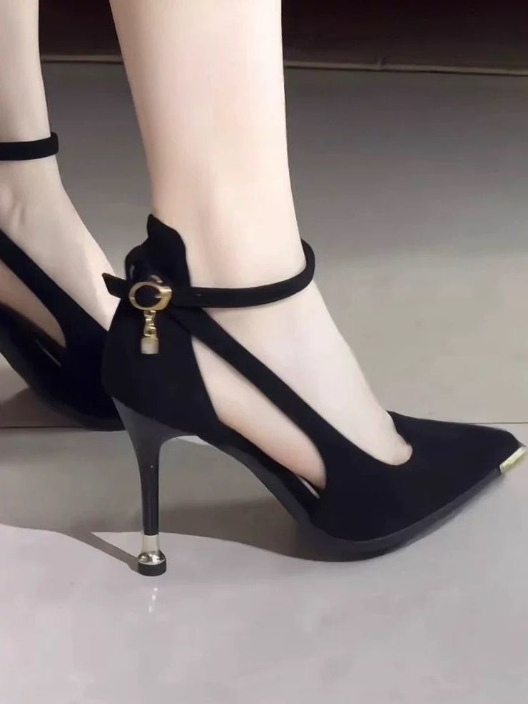 メタル装飾 ハイヒールパンプス 7cm/9cm選べる