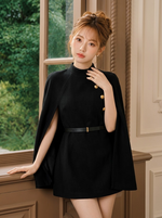 無地 ポンチョケープコート