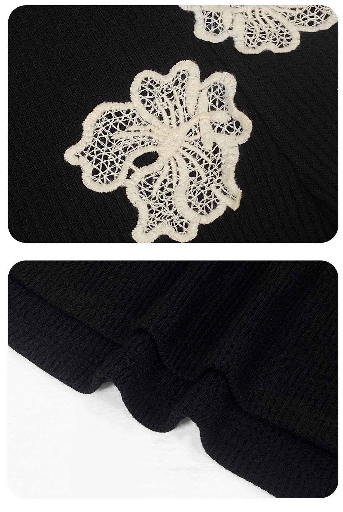 刺繍レース切替 ファスナー ノースリーブワンピース