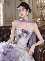プリーツ 花柄プリント ノースリーブ マーメイドワンピース