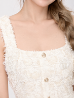 フリンジ ノースリーブ ツイード キャミワンピース