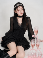 パフスリーブ 長袖トップス＆スカート 2点セット