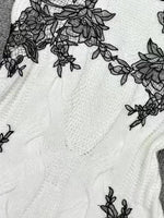 配色 花刺繍 ノースリーブ レース ミニワンピース