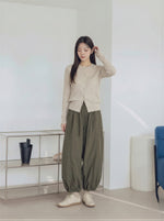 高腰抽繩燈籠寬腿運動褲