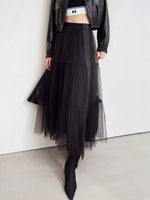 多層拼接蓬鬆A字網紗半身裙