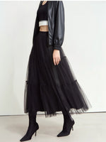 多層拼接蓬鬆A字網紗半身裙