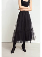 多層拼接蓬鬆A字網紗半身裙