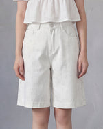 高腰寬褲管五分彩點牛仔短褲