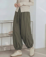 高腰抽繩燈籠寬腿運動褲