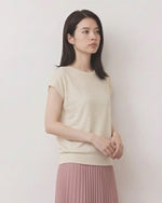 小圓領閃點提花蝙蝠袖針織短袖T恤