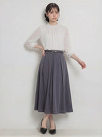 荷葉立領褶皺雪紡襯衫