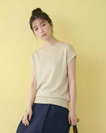 小圓領閃點提花蝙蝠袖針織短袖T恤