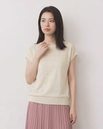 小圓領閃點提花蝙蝠袖針織短袖T恤