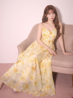 花柄プリント キャミネック Aラインワンピース