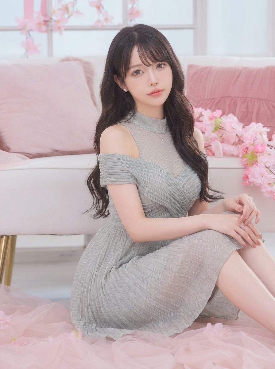 ハイネック ワンショルダー ニット ミニワンピース