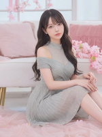 ハイネック ワンショルダー ニット ミニワンピース