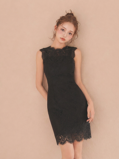 レース セクシー シルエット ミニドレス-ブラック-XL