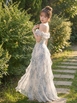 フリル付 ロングワンピース フレンチ風