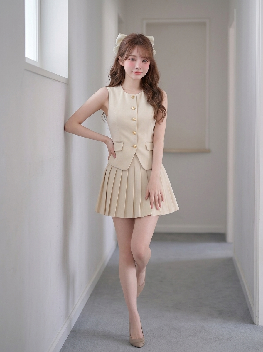 ノースリーブ プリーツ セットアップ